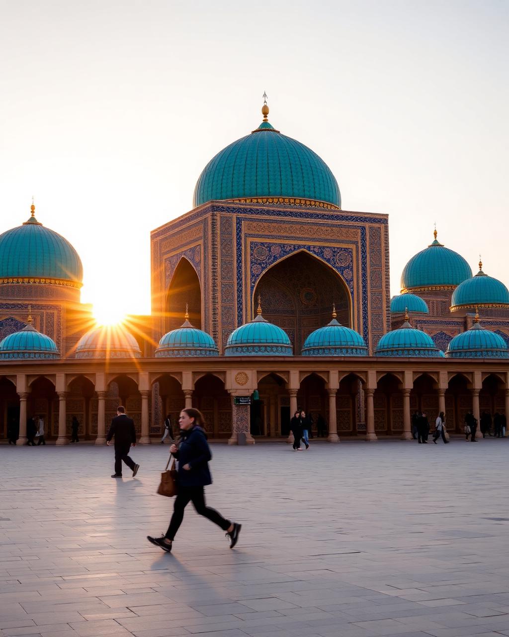 Registan Square in Samarkand at sunrise